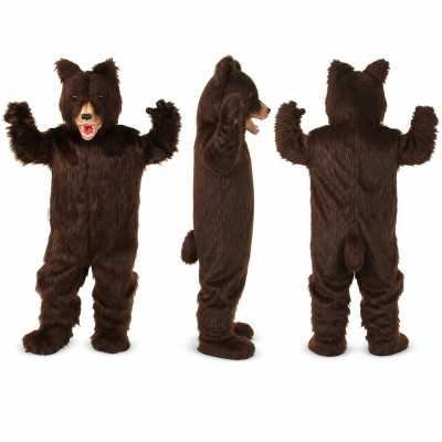 Bear Mascot Costume in Dark Brown with Shaggy Fur Adult