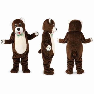 Bear Mascot Costume in Dark Brown with Cream Belly Adult