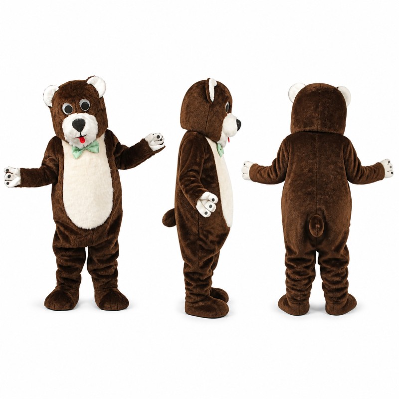 Bear Mascot Costume in Dark Brown with Cream Belly Adult