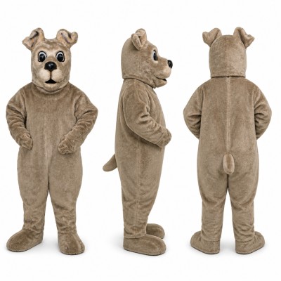 Bulldog Mascot Costume in Gray with Wrinkled Face Adult