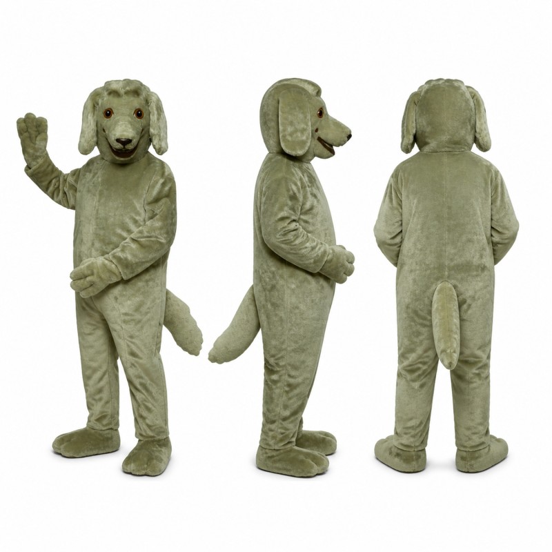 Dog Mascot Costume in Sage Green with Floppy Ears Adult