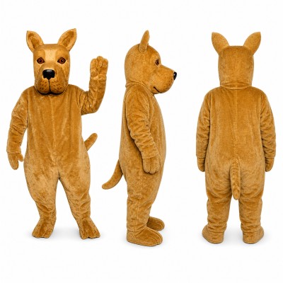 Dog Mascot Costume in Golden Brown with Long Tail Adult