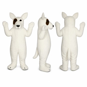 Bull Terrier Mascot Costume in White with Pointed Ears Adult