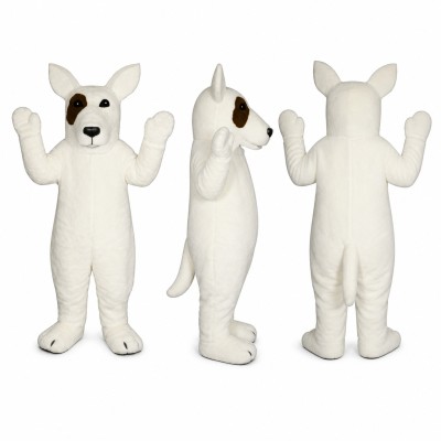 Bull Terrier Mascot Costume in White with Pointed Ears Adult