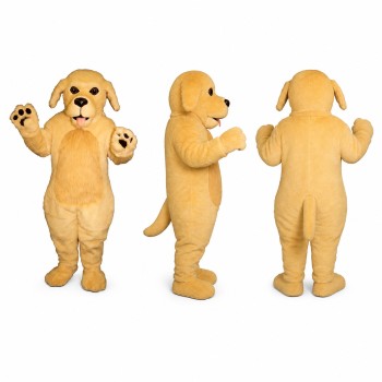Dog Mascot Costume in Golden Brown with Dark Paw Pads Adult