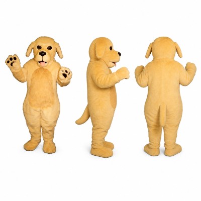 Dog Mascot Costume in Golden Brown with Dark Paw Pads Adult