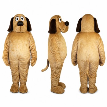 Basset Hound Mascot Costume in Tan with Dark Floppy Ears Adult