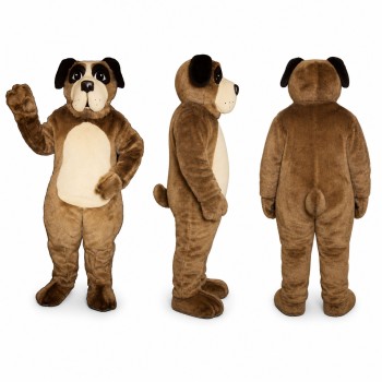 Bulldog Mascot Costume in Brown and White with Floppy Ears Adult