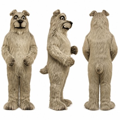 Shaggy Dog Mascot Costume in Gray with Long Fur Adult