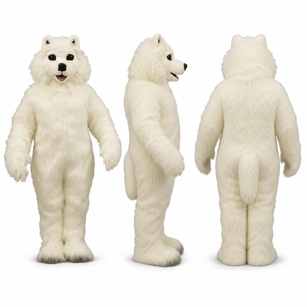 Polar Bear Mascot Costume in White with Black Nose Adult Polar Bear Mascot Costume in White with Black Nose Adult