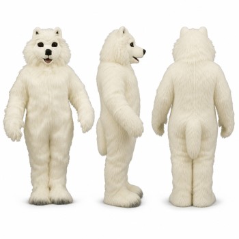 Polar Bear Mascot Costume in White with Black Nose Adult