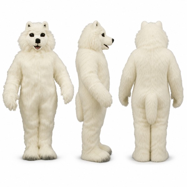 Polar Bear Mascot Costume in White with Black Nose Adult