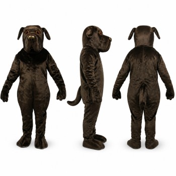 Dog Mascot Costume in Black with Floppy Ears Adult