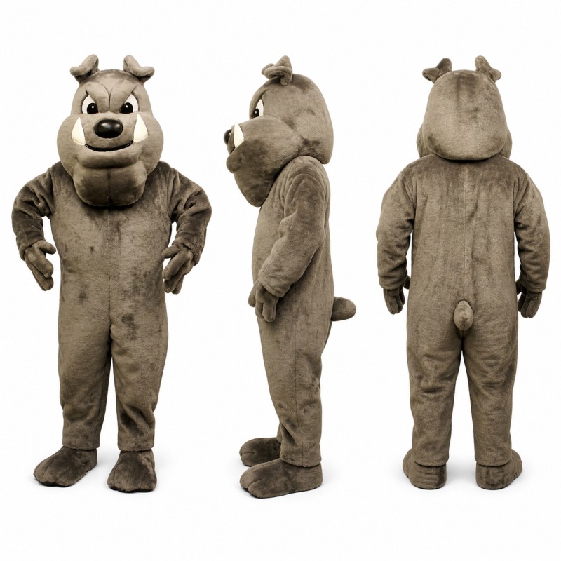 Bulldog Mascot Costume in Gray with White Muzzle Adult