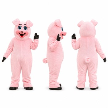 Pig Mascot Costume in Pink with Black Hooves Adult