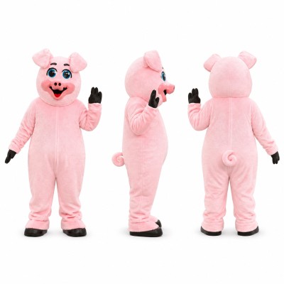 Pig Mascot Costume in Pink with Black Hooves Adult