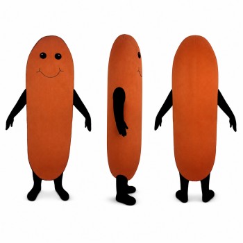 Sausage Mascot Costume in Brown with Black Arms Adult