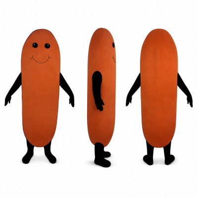 Sausage Mascot Costume in Brown with Black Arms Adult