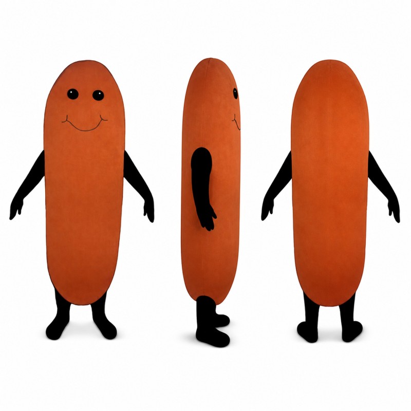 Sausage Mascot Costume in Brown with Black Arms Adult
