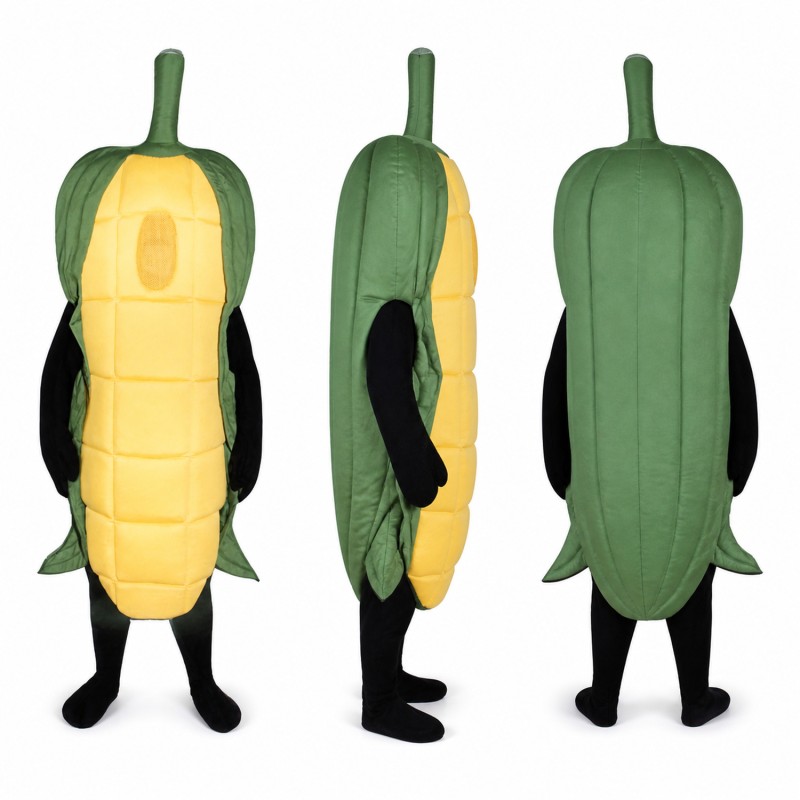 Corn Cob Mascot Costume in Yellow and Green Adult