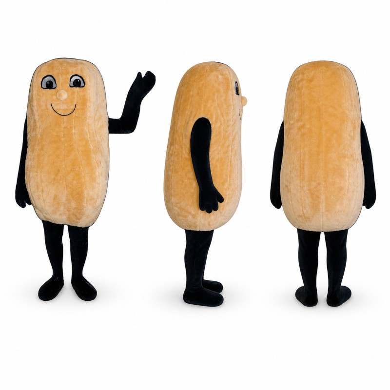 Bread Slice Mascot Costume in Golden Brown with Smiling Face Adult