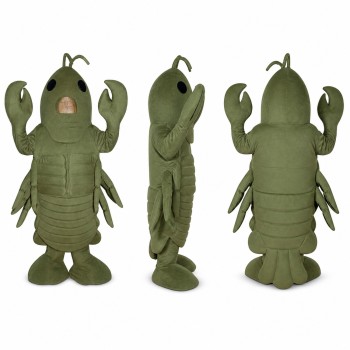 Lobster Mascot Costume in Olive Green with Large Claws Adult