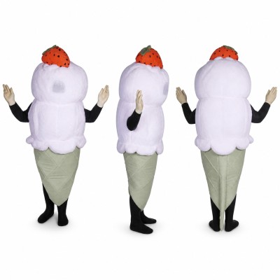 Ice Cream Cone Mascot Costume with Purple Scoop and Red Topping Adult