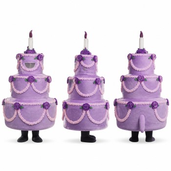 Tiered Cake Mascot Costume in Purple with Candle Adult