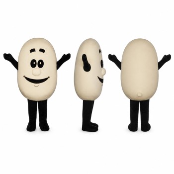 Egg Mascot Costume in White with Smiling Face Adult