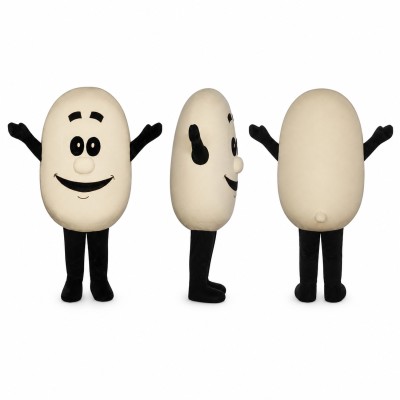 Egg Mascot Costume in White with Smiling Face Adult