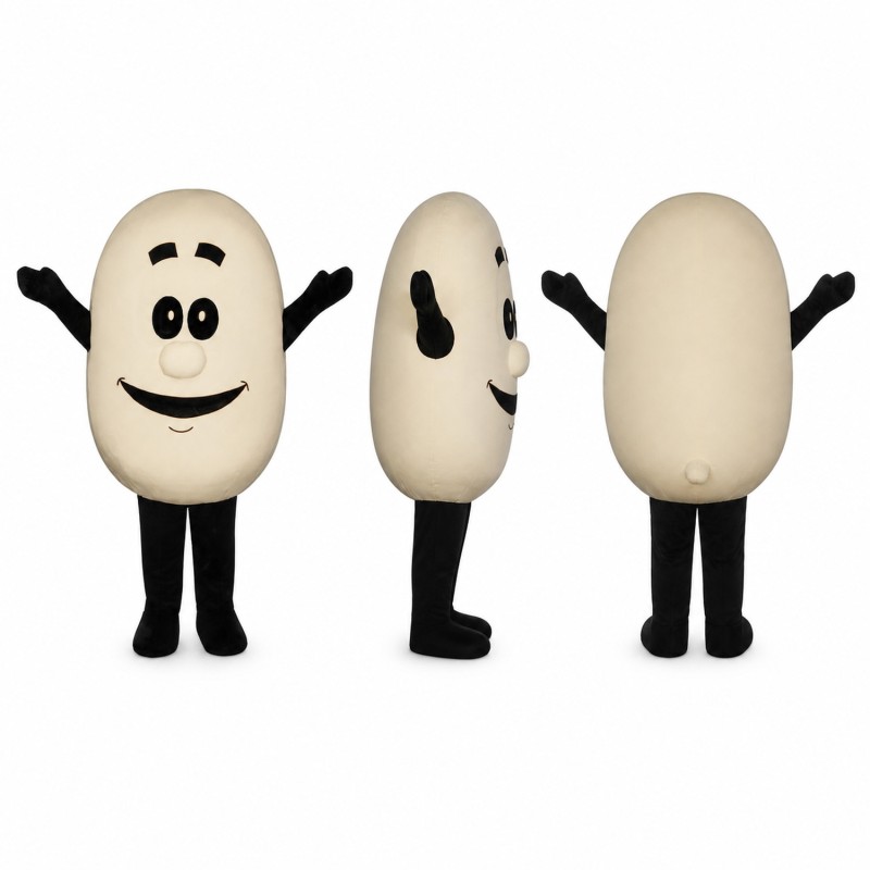Egg Mascot Costume in White with Smiling Face Adult