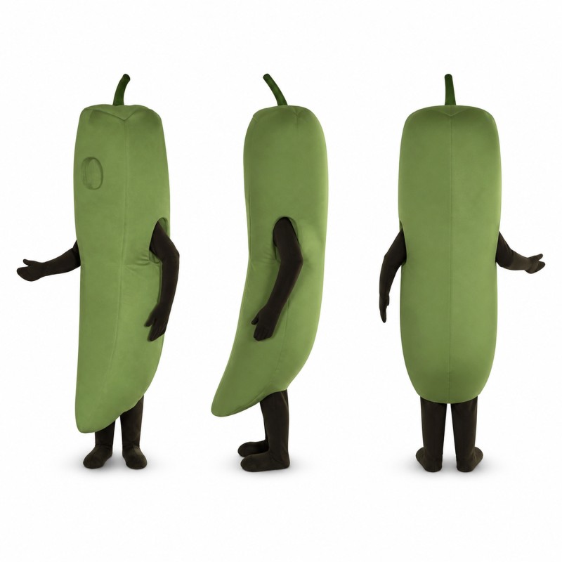 Green Chili Pepper Mascot Costume for Adults