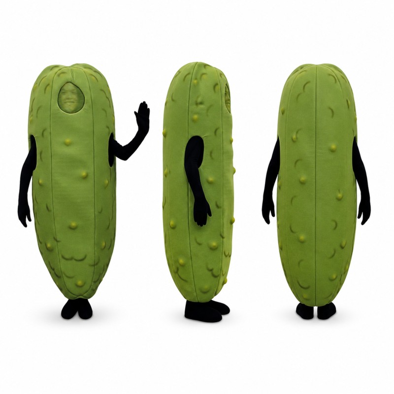 Pickle Mascot Costume in Green with Bumpy Texture Adult