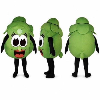 Broccoli Mascot Costume in Green with Leafy Crown Adult