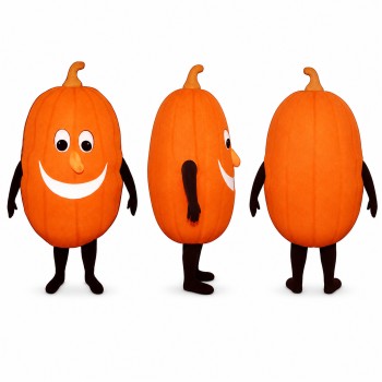 Pumpkin Mascot Costume in Orange with Curved Stem Adult
