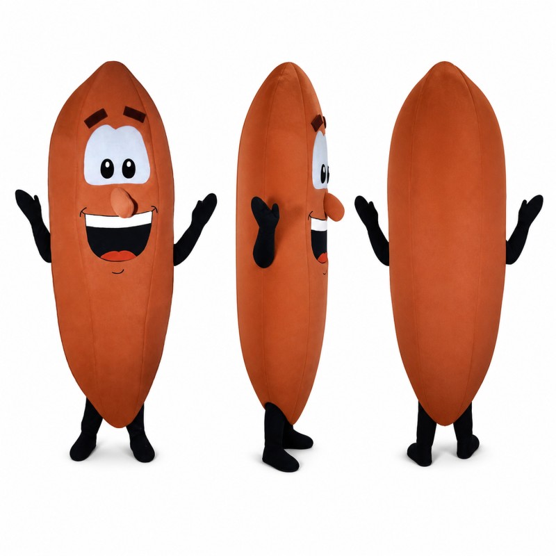 Sweet Potato Mascot Costume in Brown with Smiling Face Adult