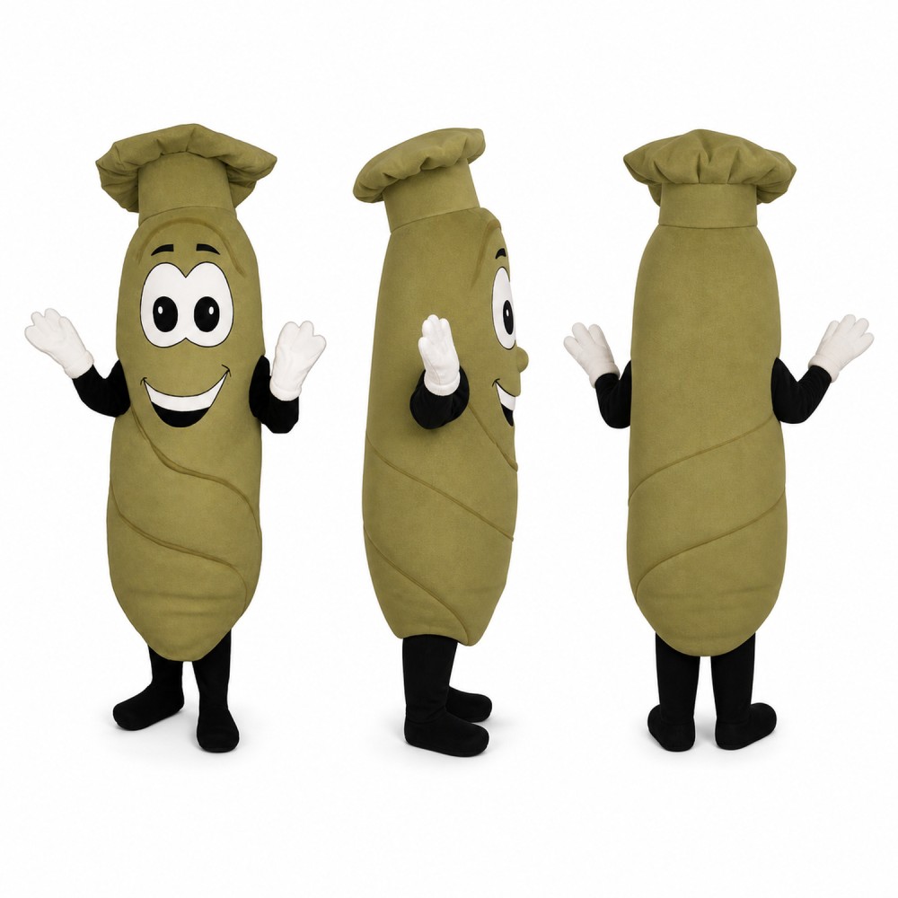 Peanut Mascot Costume in Olive Green with Small Hat Adult Peanut Mascot Costume in Olive Green with Small Hat Adult