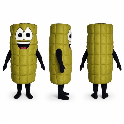 Corn Cob Mascot Costume in Green with Yellow Kernels Adult