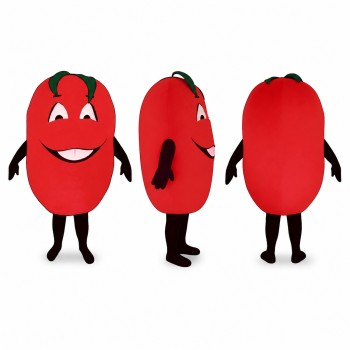 Tomato Mascot Costume in Red with Green Leaf Top Adult
