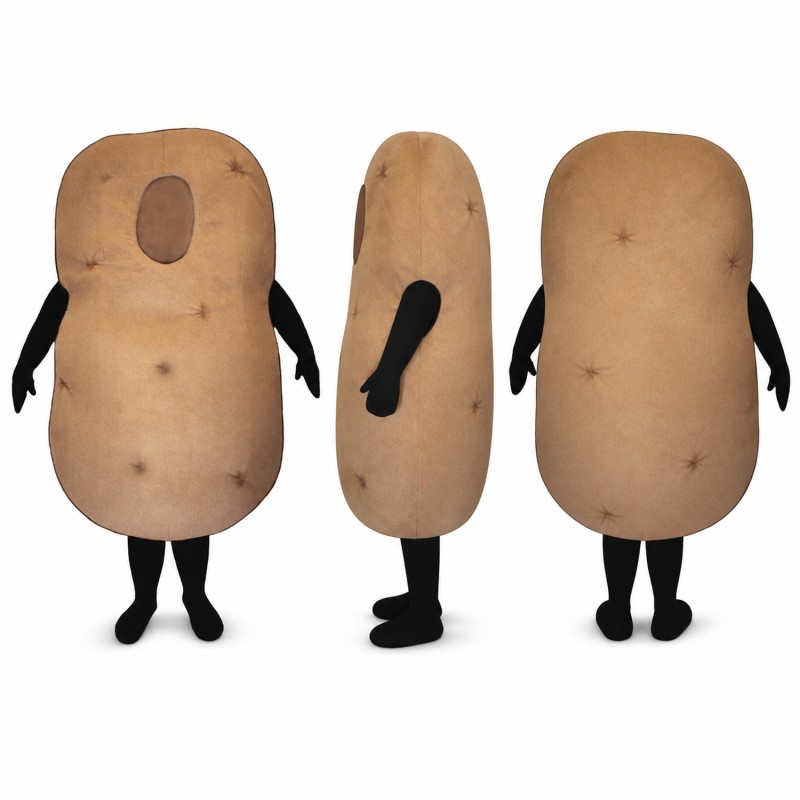 Potato Mascot Costume in Brown with Dark Spots Adult
