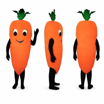 Carrot Mascot Costume in Orange with Green Leaf Top Adult