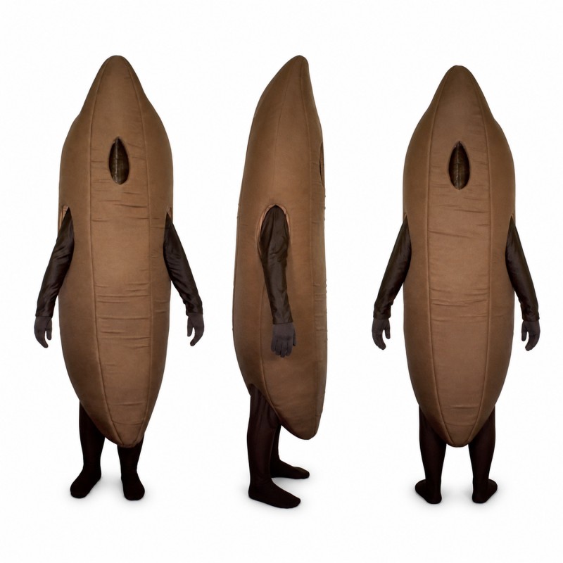 Sweet Potato Mascot Costume in Brown with Tapered Shape Adult
