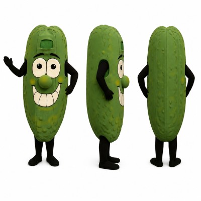 Pickle Mascot Costume in Green with Smiling Face Adult