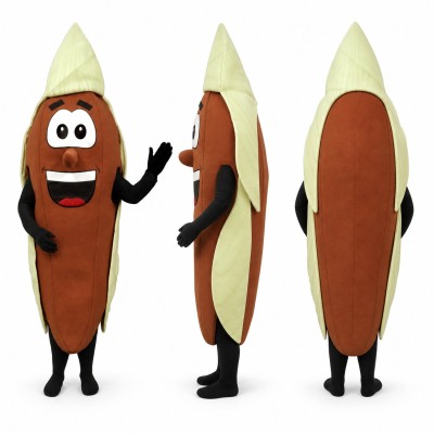 Sweet Potato Mascot Costume in Brown with Pale Green Top Adult