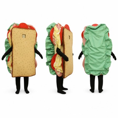 Sandwich Mascot Costume with Bread Lettuce and Tomato Adult