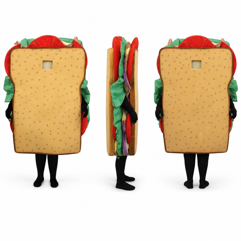 Sandwich Mascot Costume with Bread Lettuce and Tomato Adult