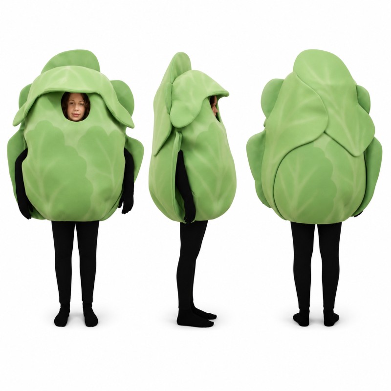Cabbage Mascot Costume in Green with Layered Leaves Adult