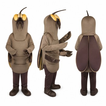 Fly Mascot Costume in Brown with Yellow Eyes and Wings Adult