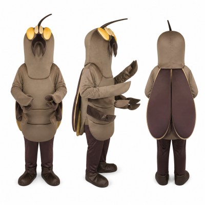 Fly Mascot Costume in Brown with Yellow Eyes and Wings Adult
