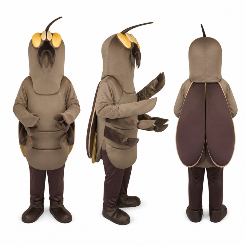 Fly Mascot Costume in Brown with Yellow Eyes and Wings Adult